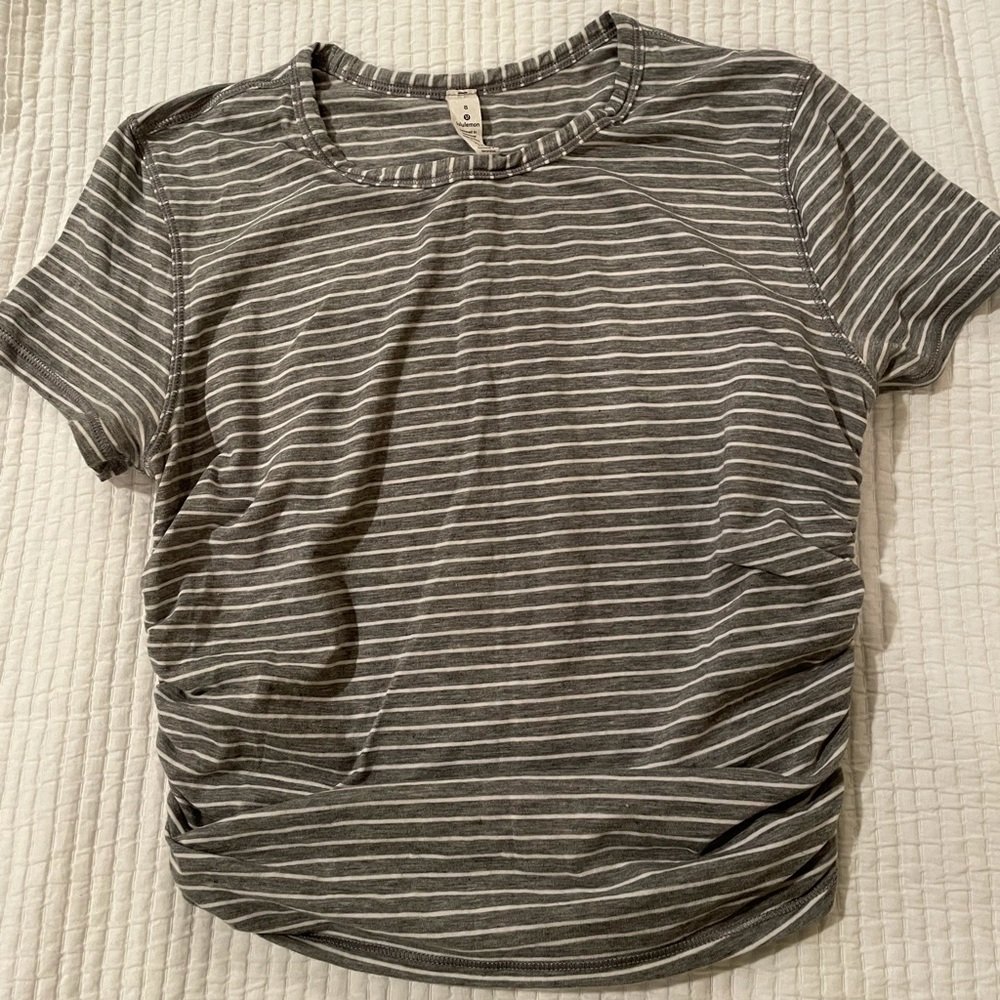 Lululemon Striped Ruched Side Crop Top